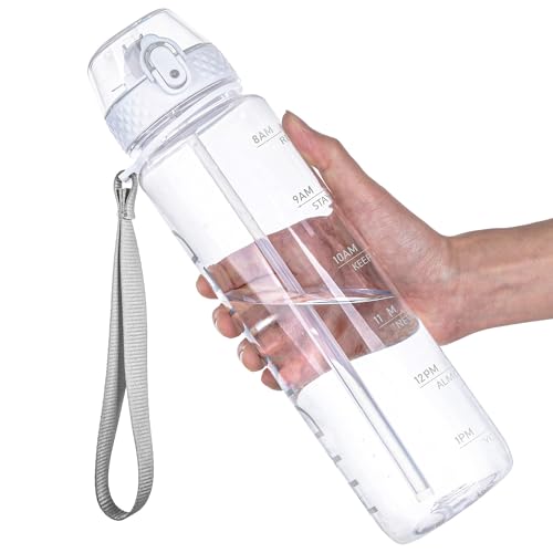 32oz Motivational Water Bottle with Time Marker & Straw