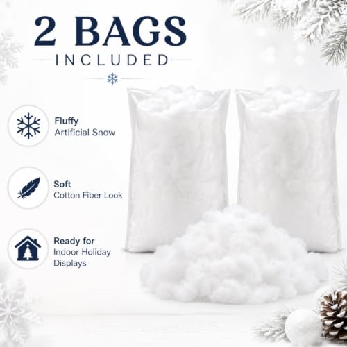 Fluffy Artificial Snow Fiber Blanket for Christmas & Village Decor (2 Bags)