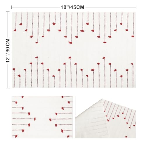 Artoid Mode Red Christmas Woven Cotton Placemats Set of 6 - 12x18 Inches