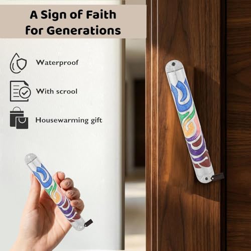 Hand Painted Enamel Mezuzah 6-inch with Hebrew Shin for Door Wall Decor
