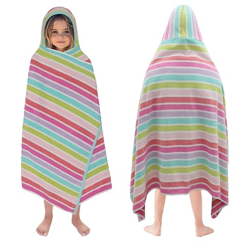Kids Hooded Bath & Beach Towel Wrap - 100% Ring Spun Cotton 30x60