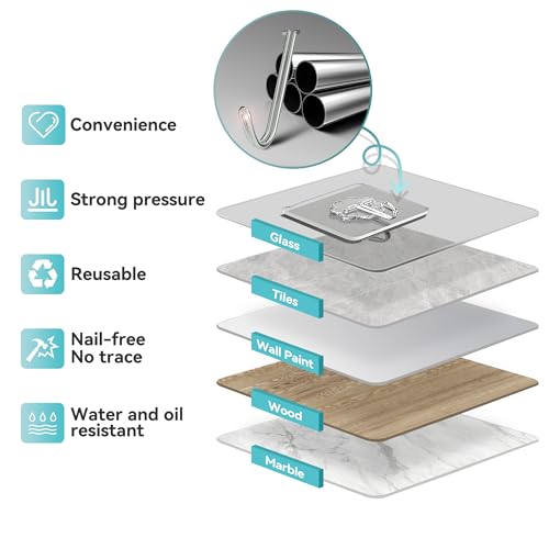 28 Pack Heavy Duty Adhesive Wall Hooks - Waterproof Clear Self-Stick Hooks