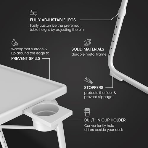 Adjustable TV Tray Table - Foldable Laptop Desk with 6 Height Settings