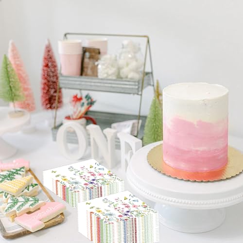 50 Pcs Wildflower Paper Napkins 13x13 Inch Floral Disposable Party Supplies