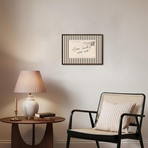 How Lucky Are We Vintage Striped Quote Canvas Wall Art 12x16 Framed