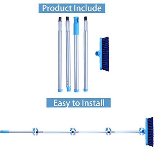 Deck Scrub Brush with Long Handle - 50" Adjustable Stiff Bristle Floor Scrubber