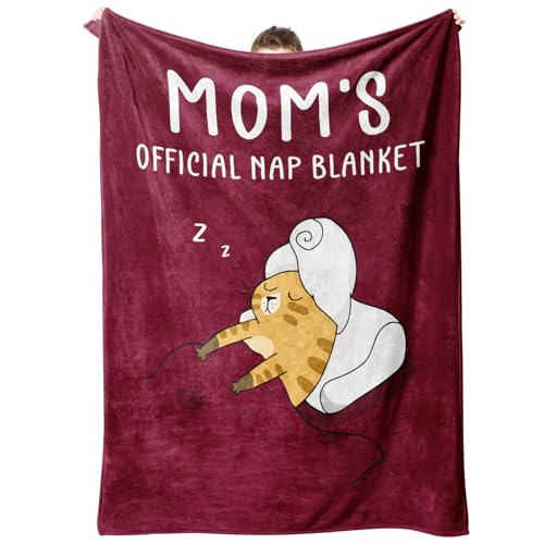 60x50 Inch Mom Gifts Blanket from Daughter or Son - Burgundy Cozy Nap Throw