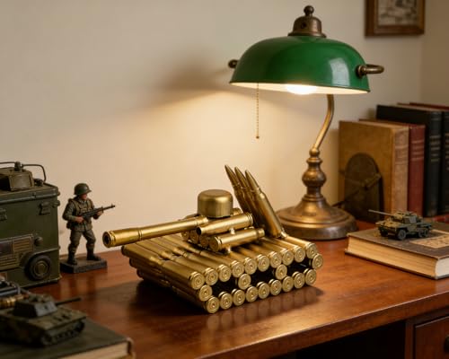 Metal Tank Sculpture Handmade Bullet Casing Figurine Desk Decor