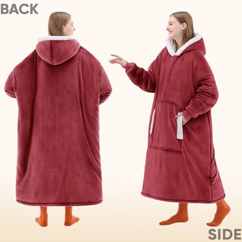 Yescool Oversized Wearable Blanket Hoodie - Red Halloween Gift