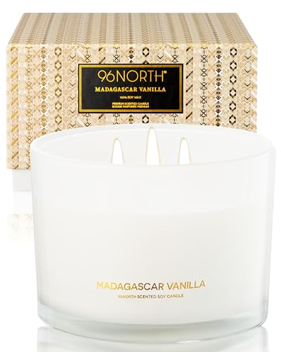 Large 3-Wick Vanilla Soy Candle - Aromatherapy Scented Glass Jar