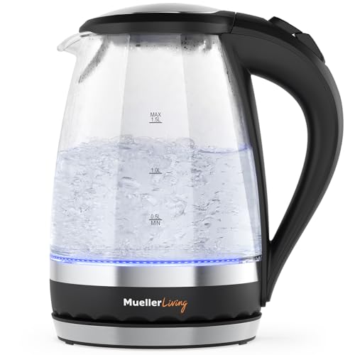 Mueller 1.5L Electric Kettle with 1.6 Quarts Capacity, Cordless Tea & Hot Water Boiler