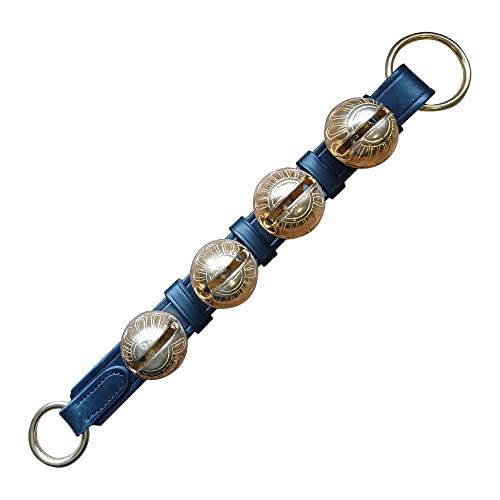 Hanging Brass Sleigh Bells on Leather Strap for Door Knob and Pet Training
