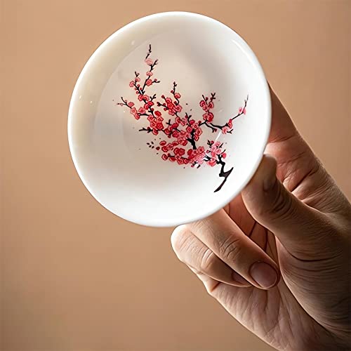 Webahow Magic Sakura Cherry Blossom Sake Cup - Color Changing Ceramic Cold & Hot Tea & Wine Glass, Japanese Blooming Sake Cup Set, Sakura- Cold＆Hot