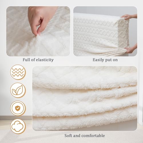 Queen Size Jacquard Bed Headboard Cover - White Dustproof Protector