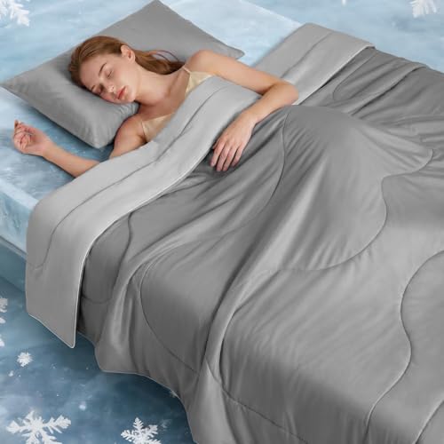 Cooling Comforter Queen Size - Double-Sided Blanket for Hot Sleepers - Lightweight Breathable 80"x90"