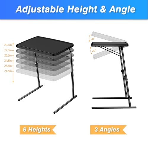 Adjustable Folding TV Tray Table for Eating and Laptop, Large Portable Desk