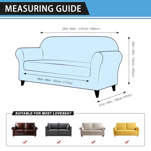 Leather Look Loveseat Sofa Slipcover - Stretch Furniture Protector, Beige