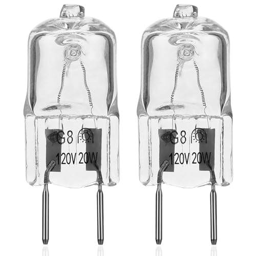G8 Bi-Pin Halogen Microwave Light Bulb 120V 20W - 2 Pack Replacement