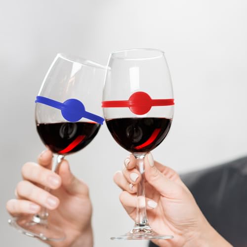 24pcs Silicone Drink Markers for Wine Glasses and Bottles, Colorful Cocktail Labels