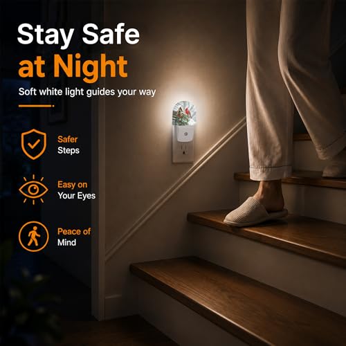 Axxitude Cardinal Christmas Night Light with Dusk to Dawn Sensor, Plug-In Bedroom & Home Decor
