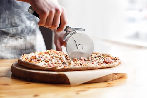 Stainless Steel Pizza Wheel Cutter with Finger Guard & Comfort Grip, 9-Inch