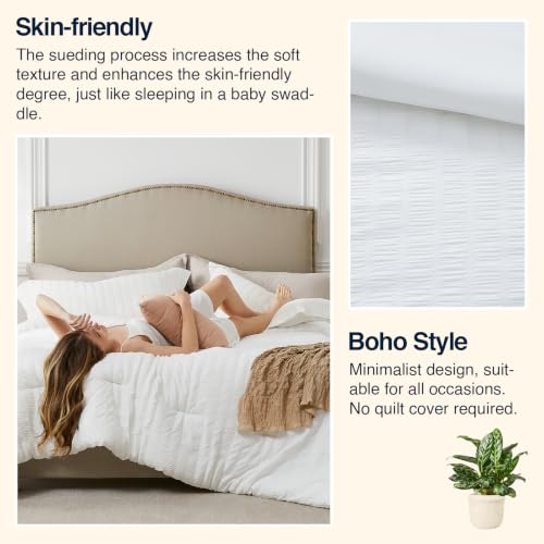 Queen Seersucker Comforter Set - 3PC Lightweight Bedding
