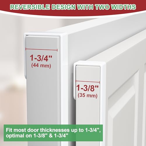 Heavy-Duty 15-Inch Reversible Wreath Hanger Over the Door Hooks - White, 2 Pack