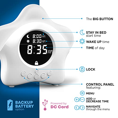 Kids Sleep Trainer Clock with Night Light and Alarm for Toddlers