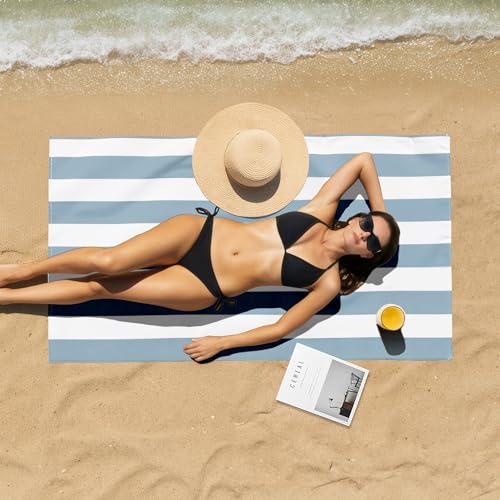 4-Pack Striped Microfiber Beach Towels, 30" x 60" Sand-Free Quick-Dry Towels