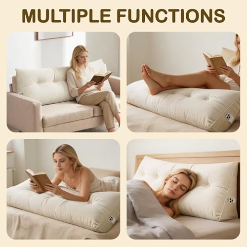 Large Triangular Bolster Headboard Pillow for Bed & Sofa