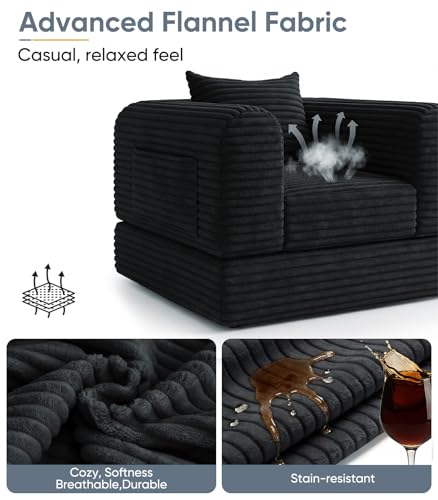 2-in-1 Convertible Memory Foam Floor Sofa and Lounger Chair