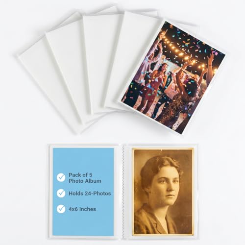 4x6 Photo Albums, 5-Pack, 24-Photo Capacity with Clear Cover