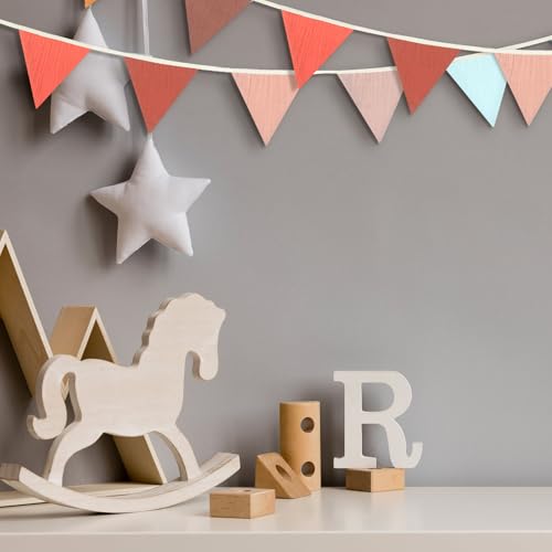 Cotton Triangle Pennant Banner Garland, 15.5 ft Fabric Bunting for Decor