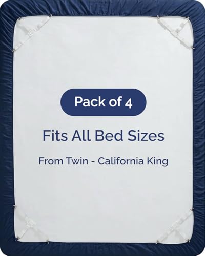 Adjustable Bed Sheet Holders with Metal Clips - Secure Fitted Bedding Straps