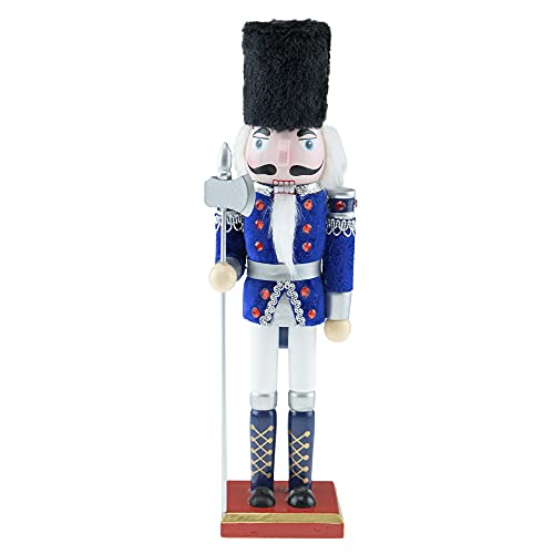 Blue Guard 12-Inch Traditional Wooden Nutcracker - Festive Christmas Decor by Clever Creations