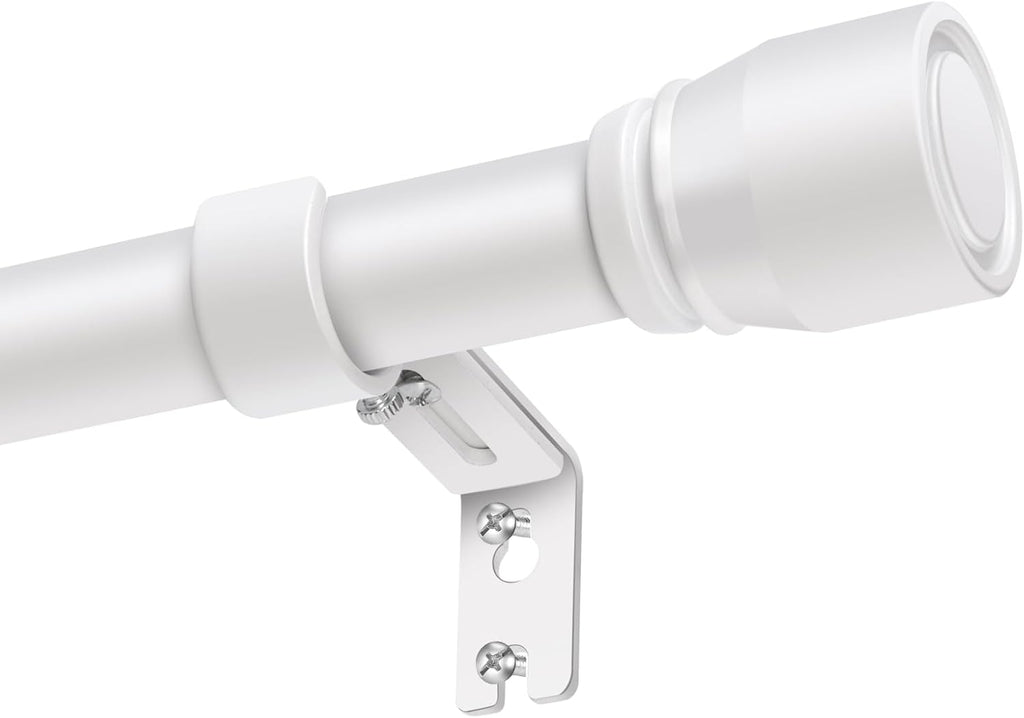Skiennix 1” Diameter Adjustable Curtain Rods - Heavy Duty 30-60 Inch, Matte White, 2 Pack for 30-54 Inch Windows