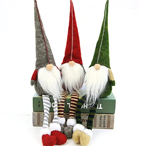 3pc Set Christmas Gnome Ornaments with Bendable Tall Hats, 20-inch