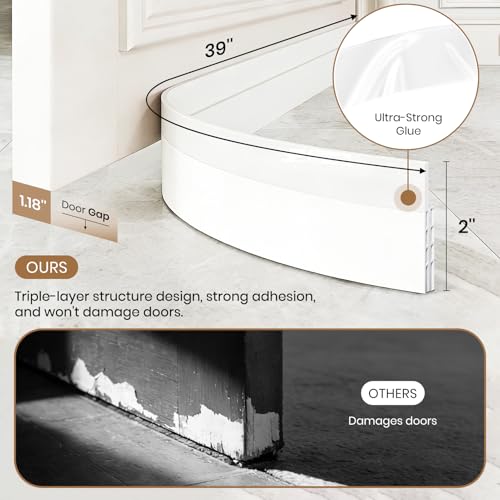 Silicone Door Draft Stopper and Sweep 4-Pack - 39" x 2" White