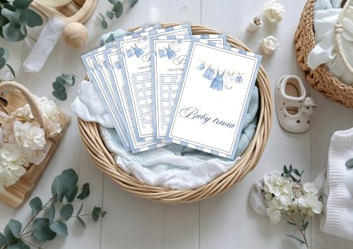 Blue Jean Baby Shower Trivia Game Cards - 30 Pack Western Denim Design