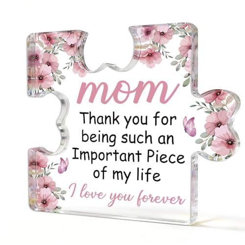 Personalized Mom Christmas Gift Acrylic Puzzle Decor from Daughter Son