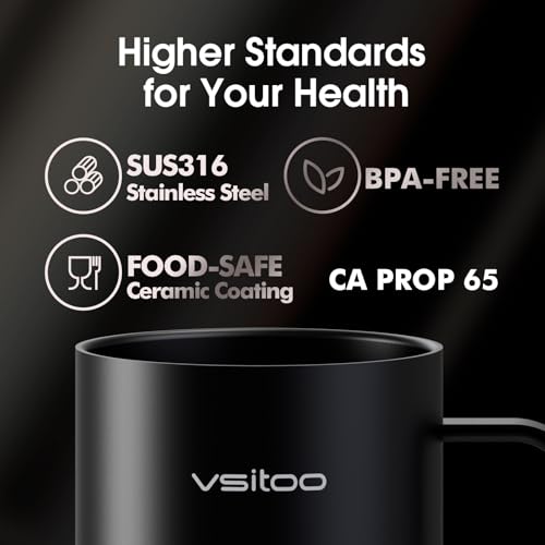 VSITOO S3 Pro 16oz Black Smart Self-Heating Coffee Mug with Temperature Control