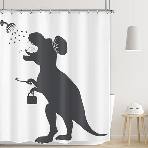 Dinosaur Silhouette Shower Curtain Set - 60x71 Waterproof Fabric