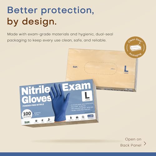 Blue Nitrile Disposable Exam Gloves - Powder-Free, Food Safe & Latex-Free
