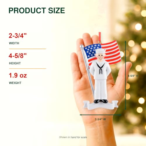 US Navy Christmas Ornament 2026 – Personalized Military Sailor Gift