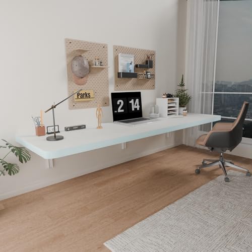 55-inch Wall Mounted Folding Table, Solid Wood Fold-Down Desk & Workbench