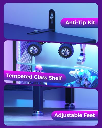 72-inch Tall Slim Display Cabinet with LED Lights and Glass Shelves