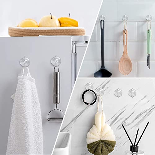 Clear Suction Cup Hooks - 12 Pack, 1.77-Inch Removable Heavy-Duty Wall Hooks
