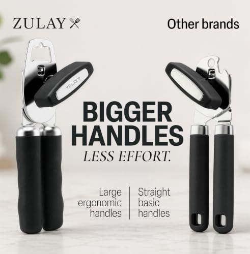 Heavy Duty Stainless Steel Manual Can Opener with Soft Grip Handle