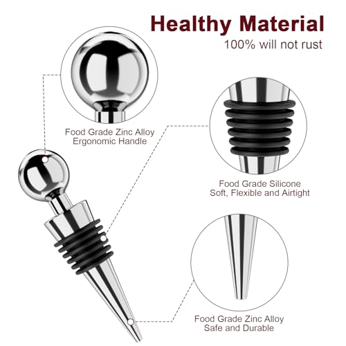 Reusable Vacuum Wine Bottle Stoppers - 3-Pack Leak-Proof Wine Savers (Silver)