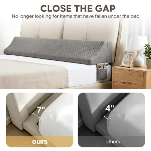 Foldable Bed Wedge Pillow Gap Filler, King Size, Dark Grey